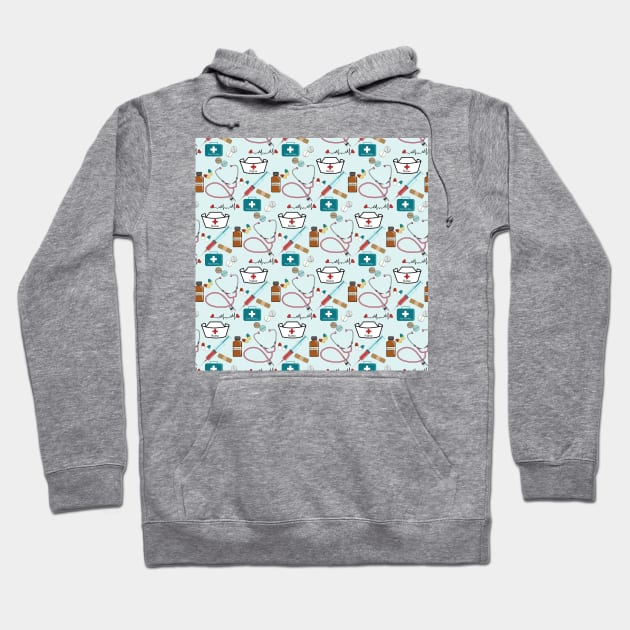 Nurse Pattern Hoodie by Designoholic